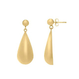Puffed teardrop dangle earrings in gold-fill, front view showing movement variant--Gold-fill