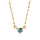 Elegant necklace in 14K yellow gold with dainty round alexandrite birthstone charm.