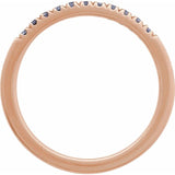 Side view Rose gold stacking ring with natural alexandrite gems variant--14K-rose-gold