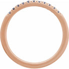 Side view Rose gold stacking ring with natural alexandrite gems