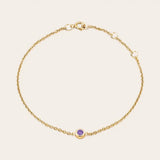 14K yellow gold Amethyst bracelet, bezel amethyst stacking bracelet yellow gold variant--14K-yellow-gold variant--Amethyst