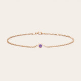 Bezel-set amethyst bracelet in 14K rose gold, close-up of stone setting rose gold variant--14K-rose-gold variant--Amethyst