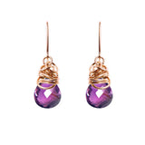 Amethyst dangle earrings in rose gold-fill, blush metal with vibrant violet amethyst stone variant--Rose-Gold-fill