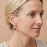 Drop earring in gold-fill shown on model variant--Gold-fill, variant--Sterling-silver, variant--14K-yellow-gold, variant--14K-white-gold variant--Amethyst