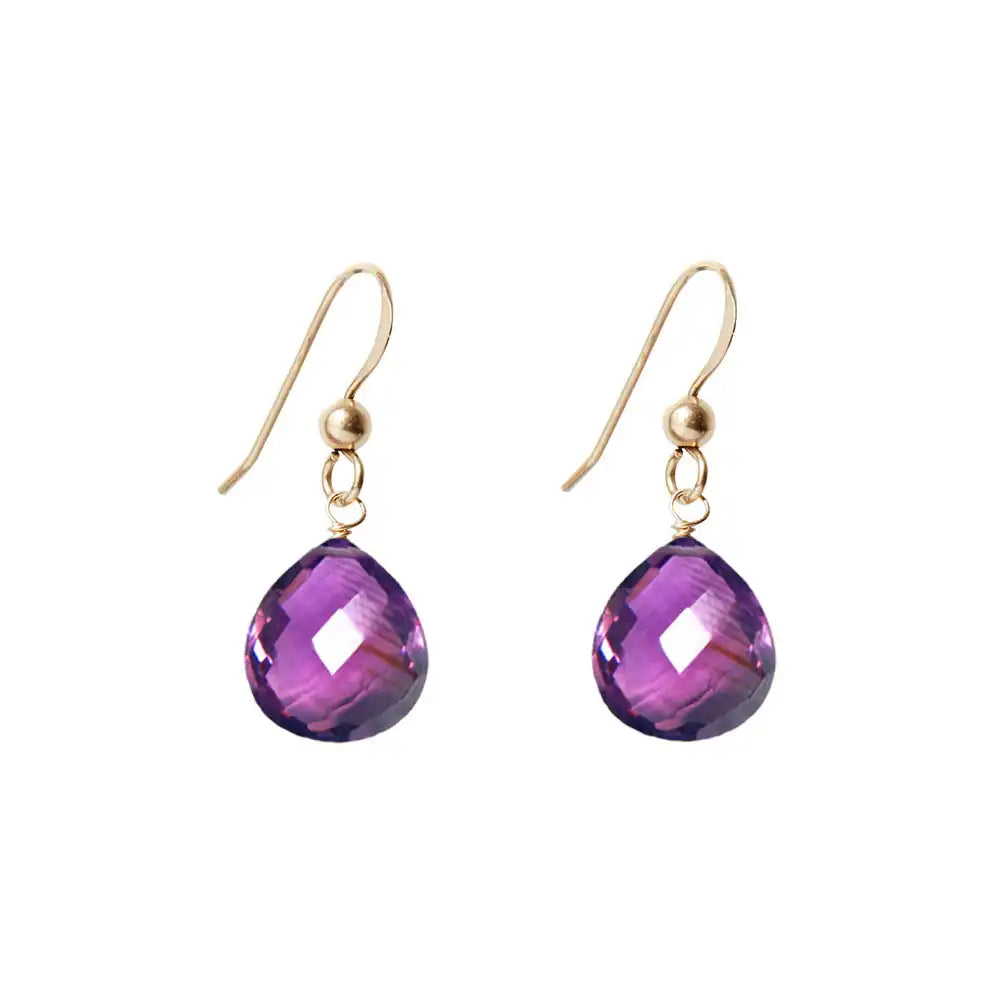 Fine jewelry amethyst earrings crafted in 14K yellow gold