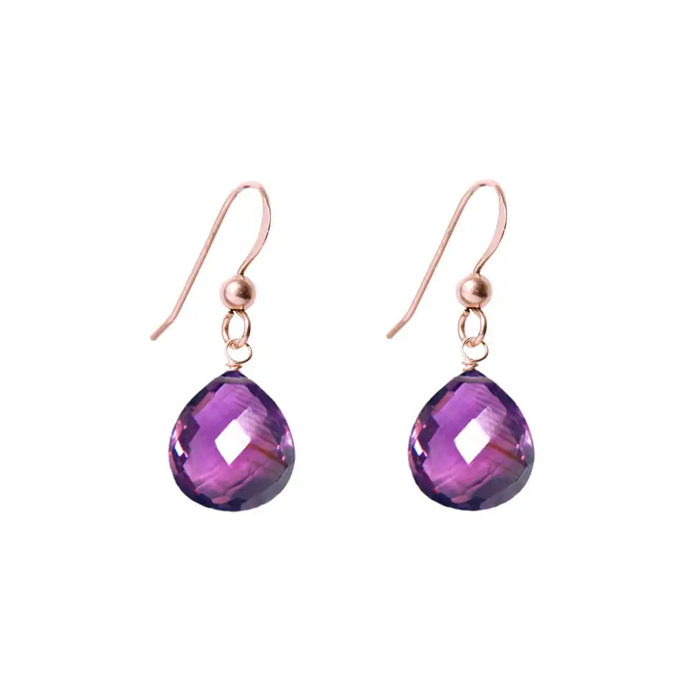 Rose Gold-fill Amethyst drop earrings handmade by Erin Gallagher variant--Rose-Gold-fill