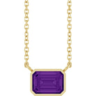 East West amethyst necklace in 14K yellow gold