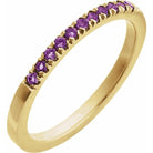 Amethyst stacking ring in 14K yellow gold with rich purple gems