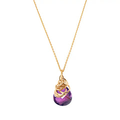 Natural amethyst pendant necklace in 14K gold-fill variant--Amethyst variant--Gold-fill