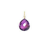 Glowing amethyst briolette gemstone charm, 6mm, handcrafted with sterling silver wrap detail. variant--Amethyst variant--Gold-fill variant--Large
