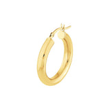 4mm gold tube hoop earrings 25mm in 14K yellow gold, angle view variant--14K-yellow-gold variant--25mm