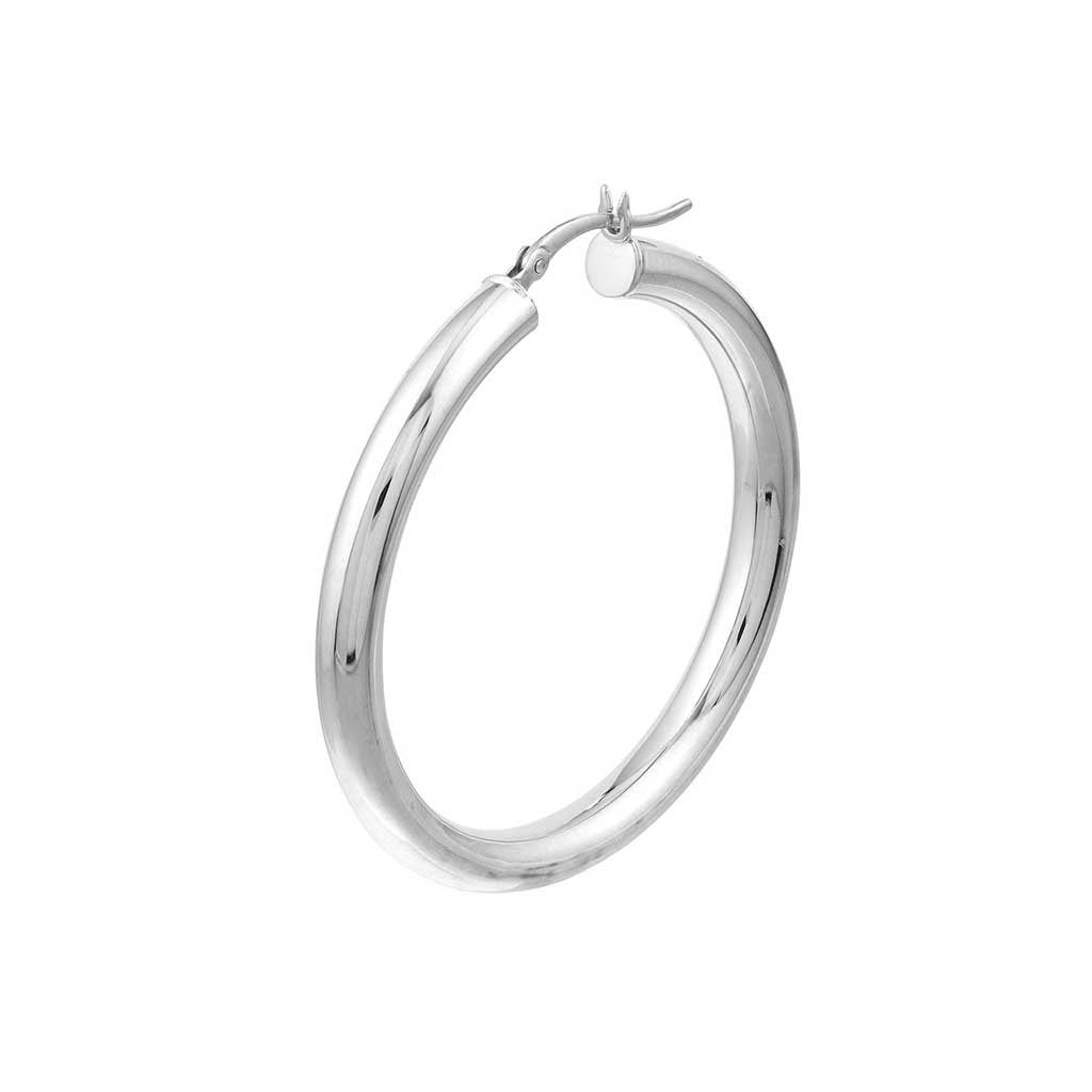 4mm gold tube hoop earrings 40mm in 14K white gold, angle view variant--14K-white-gold variant--40mm
