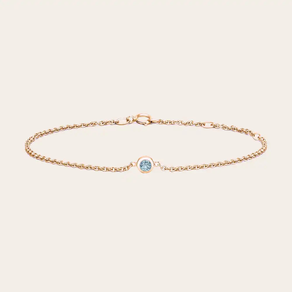 14K rose gold march birthstone aquamarine bracelet