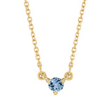 Elegant necklace in 14K yellow gold with dainty round aquamarine birthstone charm. variant--14K-yellow-gold