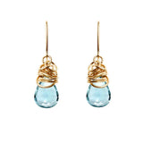 Aquamarine dangle earrings in 14K gold-fill, warm gold setting with pale blue aquamarine stone variant--Gold-fill variant--Aquamarine