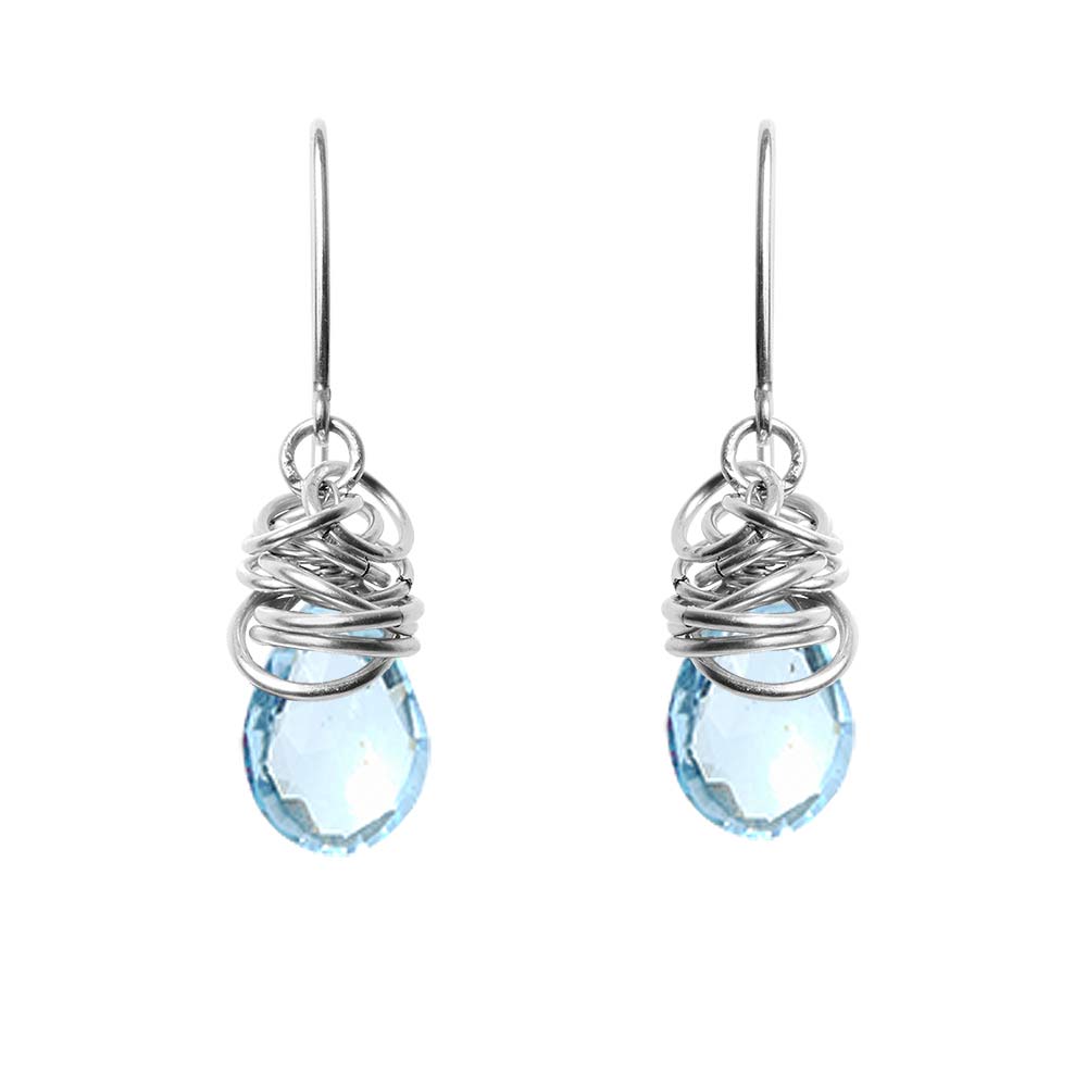 Genuine aquamarine dangle earrings hand-made by Erin Gallagher