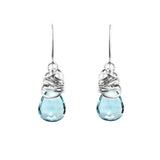 Aquamarine dangle earrings in sterling silver, clean silver bezel setting with blue aquamarine stone variant--Sterling-silver variant--Aquamarine