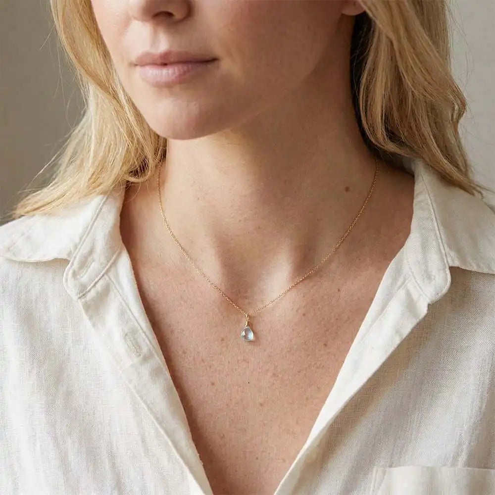 Gemstone necklace on model