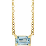 emerald-cut aquamarine pendant on 14K gold chain