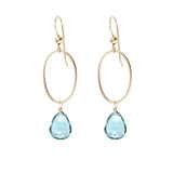 Aquamarine gemstone hoop earrings in 14K gold-fill, hand-cut cool blue stone, handmade in the USA variant--Aquamarine variant--Gold-fill