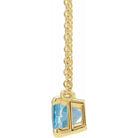 Side angle of aquamarine necklace showing cable chain