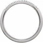 Handcrafted aquamarine stacking ring in 14K white gold side view