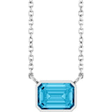 Aquamarine solitaire necklace in white gold