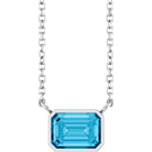 Aquamarine solitaire necklace in white gold