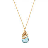 Natural aquamarine pendant necklace in 14K gold-fill, side view detail variant--Aquamarine variant--Gold-fill