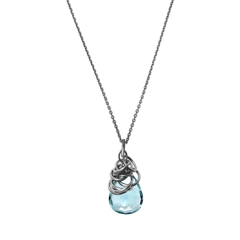 Oxidized silver Aquamarine pendant necklace by Erin Gallagher variant--Oxidized-sterling-silver variant--Aquamarine