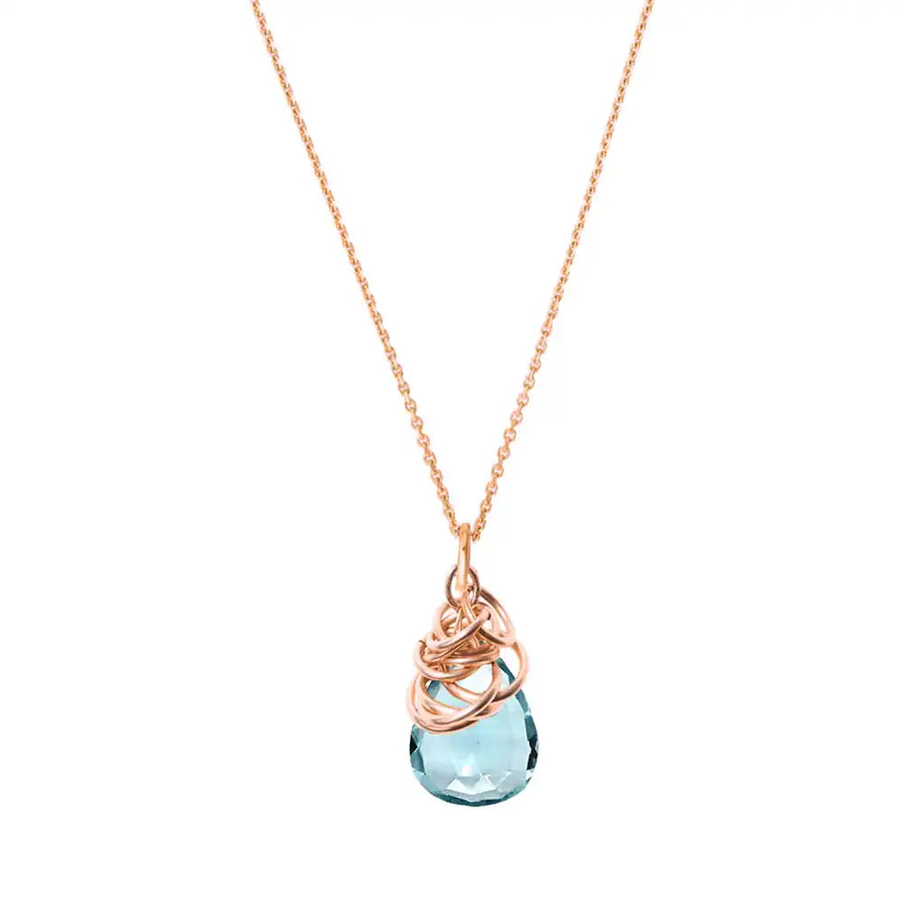 Oxidized sterling silver Aquamarine pendant necklace by Erin Gallagher Gold-fill variant--Rose-Gold-fill