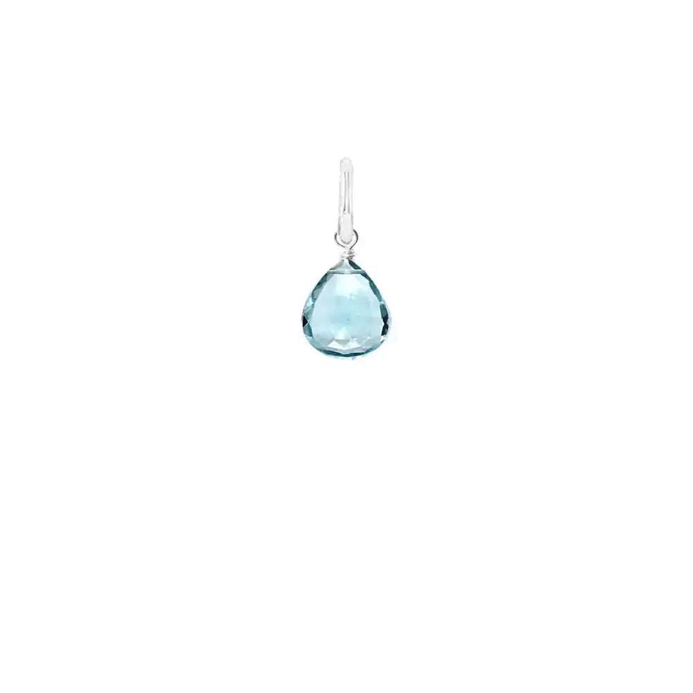 12mm aquamarine drop charm designed in sterling silver, perfect for custom jewelry creation.