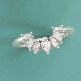 curved diamond wedding band with arabesque design