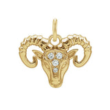 Aries zodiac charm in 14K yellow gold with .01ct diamond