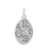 Aries engraved zodiac charm in 14K white gold with diamond accent, gift-ready(Mar-21---Apr-19) variant--Aries variant--14K-white-gold
