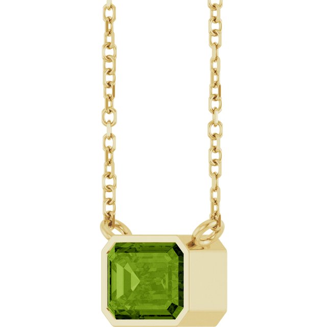 August birthstone necklace featuring vivid peridot