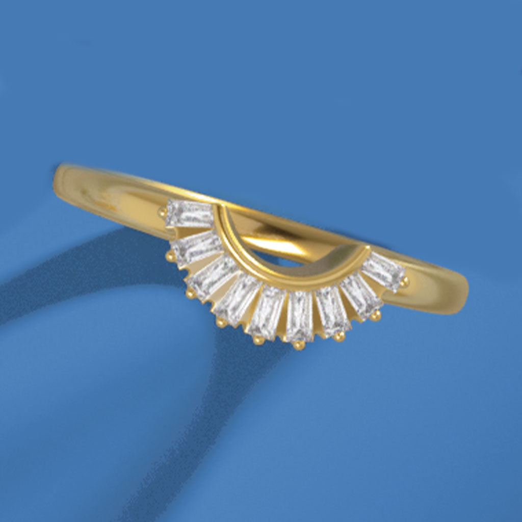 Baguette diamond contour band in 14K gold