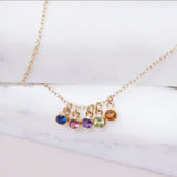 Clustered birthstone charms on gold chain variant--14K-rose-gold