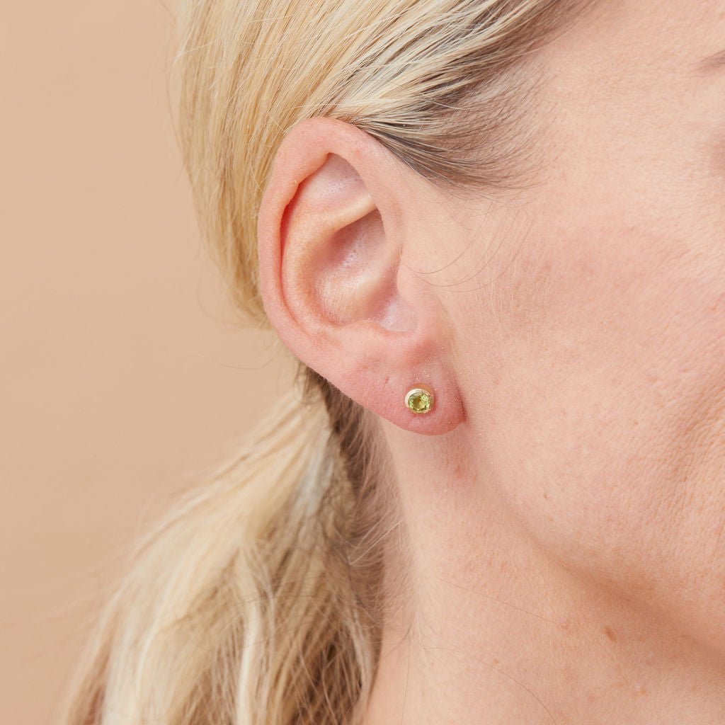 Bezel-Set Birthstone Stud Earrings - erin gallagher