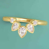 bezel set diamond contour band in 14k gold