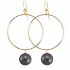 Black Pearl Hoop Earrings