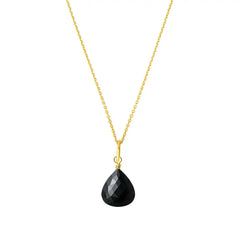 Black Sapphire drop pendant necklace in 14K gold-fill, product photography variant--Gold-fill