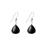 Black Sapphire drop earrings in 14K white gold, 11mm genuine gemstone, 1.5-inch drop, handmade in Colorado variant--14K-white-gold