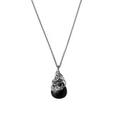 Natural black sapphire pendant necklace in sterling silver, detail view variant--Oxidized-sterling-silver