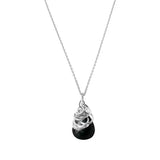 Natural black sapphire pendant necklace in sterling silver, flat lay on neutral background variant--Sterling-silver