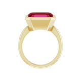 Sustainable ruby statement ring in recycled 10K yellow gold, handcrafted in the USA