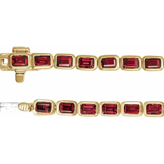 Bold ruby tennis bracelet with box clasp USA yellow gold variant--14K-yellow-gold