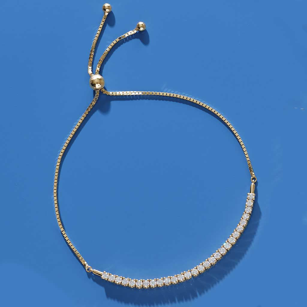 Diamond friendship bracelet in 14K yellow gold with bolo clasp