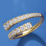 Modern diamond bypass ring with lab-created diamonds