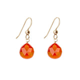 Custom gold-fill gemstone drop earring, 1.5-inch drop with hand-cut natural stone, recycled metal